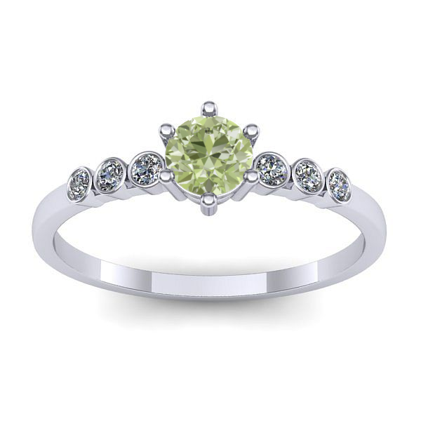 Inel de logodna cu diamant de laborator verde rotund