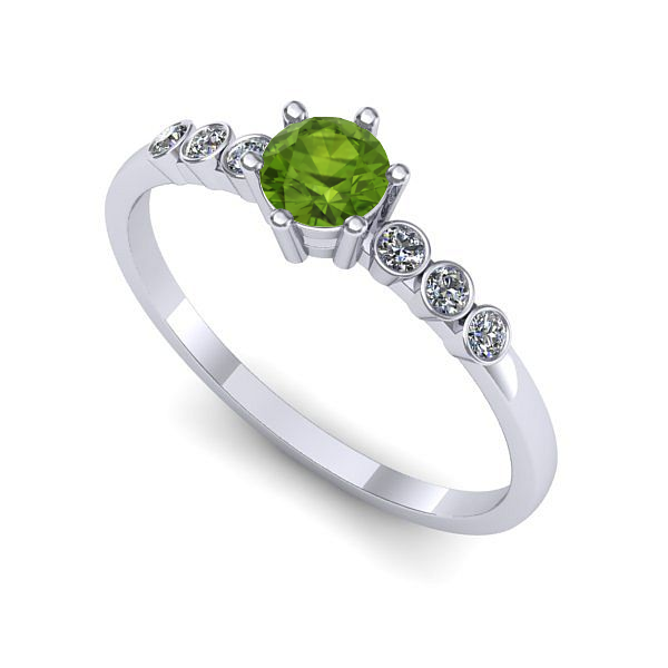 Inel de logodna din aur alb cu peridot