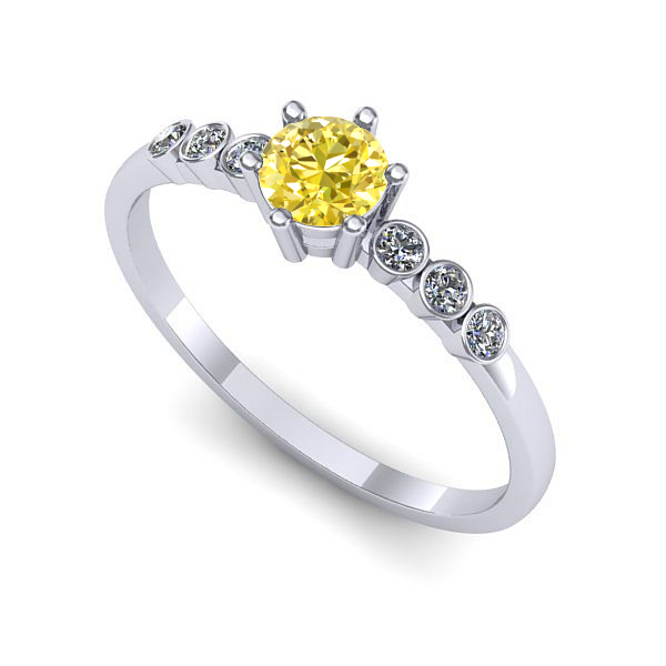 Inel din aur alb cu safir galben