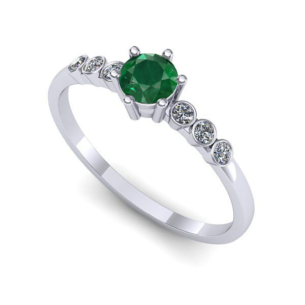 Inel din aur alb cu smarald