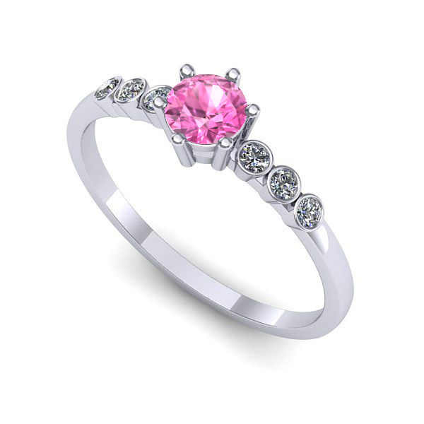 Inel din aur alb cu safir roz