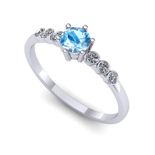 Inel de logodna din aur alb cu topaz blue