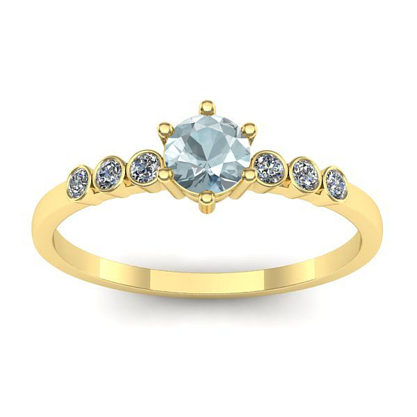 Inel logodna cu aquamarin rotund