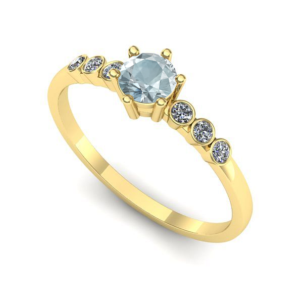 Inel din aur galben cu aquamarin
