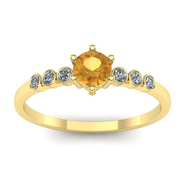 Inel logodna cu citrin rotund
