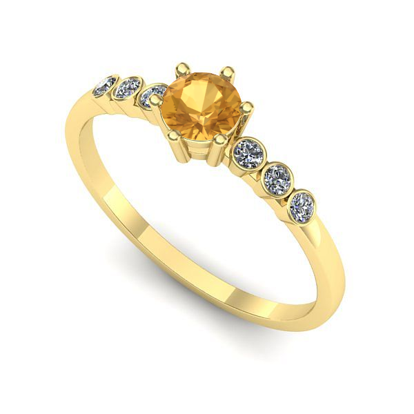 Inel logodna din aur galben cu citrin