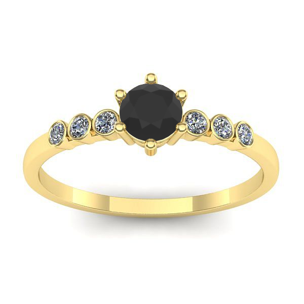 Inel de logodna cu diamant negru rotund