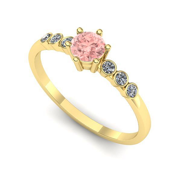 Inel de logodna din aur galben cu diamant de laborator roz
