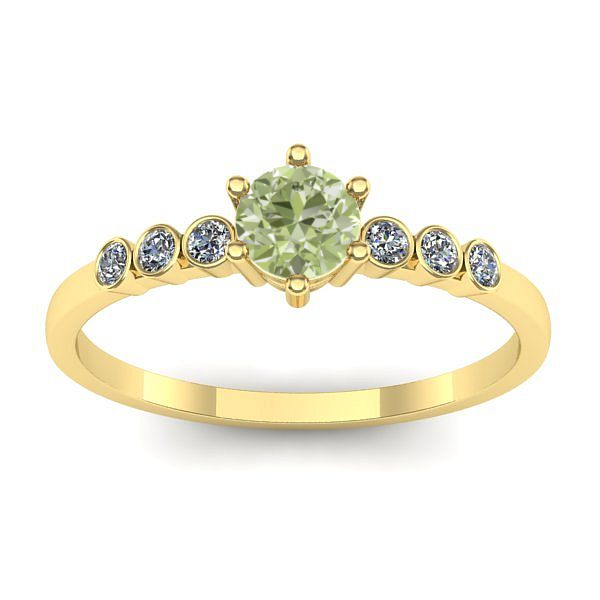 Inel cu diamant de laborator verde rotund