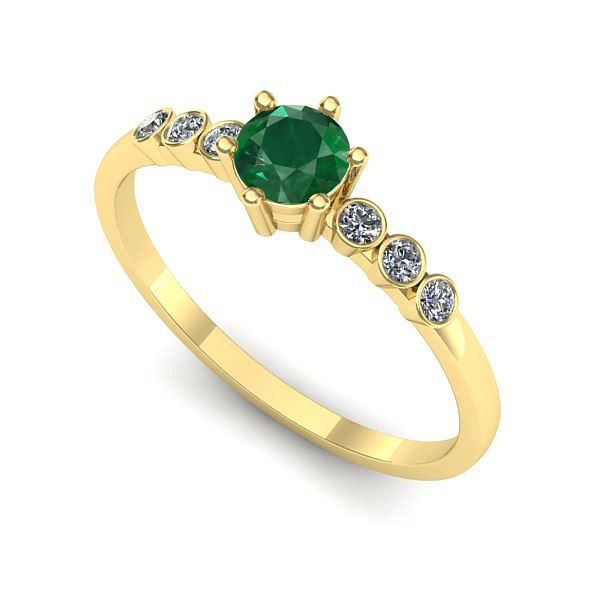 Inel de logodna din aur galben cu smarald