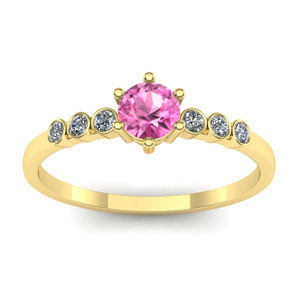 Inel cu safir roz rotund