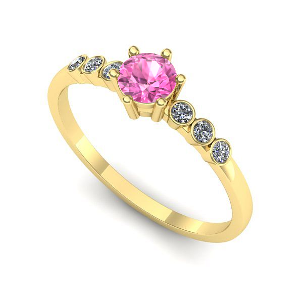 Inel din aur galben cu safir roz