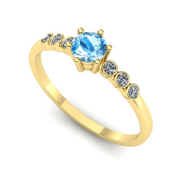 Inel din aur galben cu topaz blue
