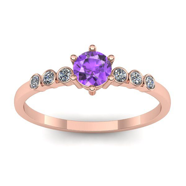 Inel de logodna cu ametist rotund