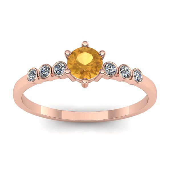 Inel cu citrin rotund