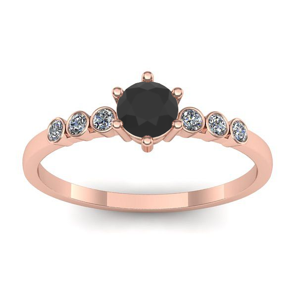 Inel cu diamant negru rotund