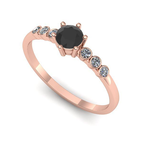 Inel logodna din aur roz cu diamant negru