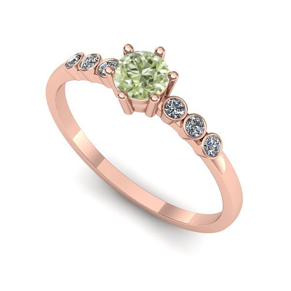 Inel logodna din aur roz cu diamant de laborator verde