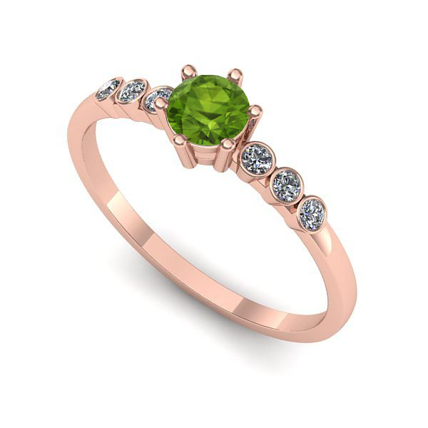 Inel logodna din aur roz cu peridot