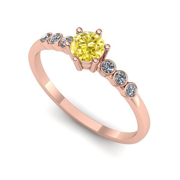 Inel de logodna din aur roz cu safir galben