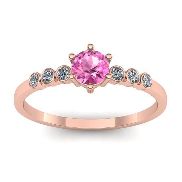 Inel de logodna cu safir roz rotund