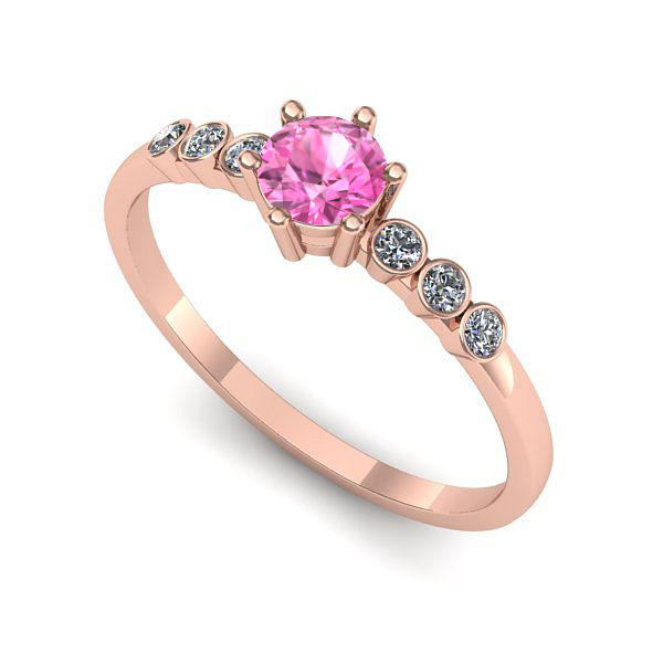 Inel logodna din aur roz cu safir roz