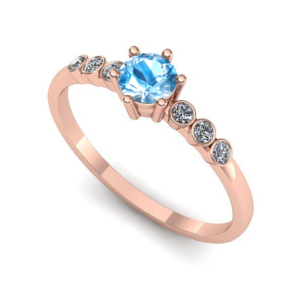 Inel de logodna din aur roz cu topaz blue