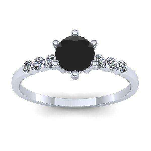 Inel de logodna cu diamant negru rotund