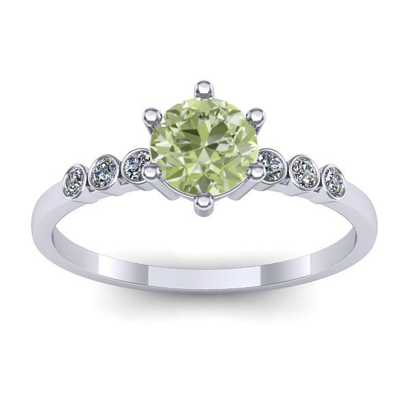 Inel cu diamant de laborator verde rotund