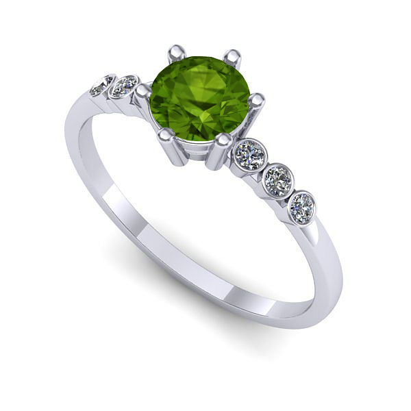 Inel de logodna din aur alb cu peridot