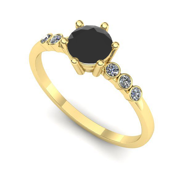 Inel de logodna din aur galben cu diamant negru