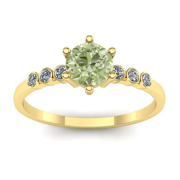 Inel cu diamant de laborator verde rotund
