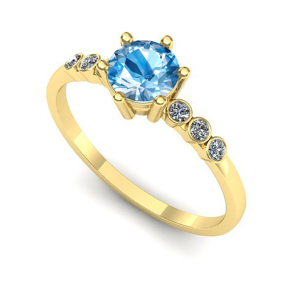 Inel din aur galben cu topaz blue