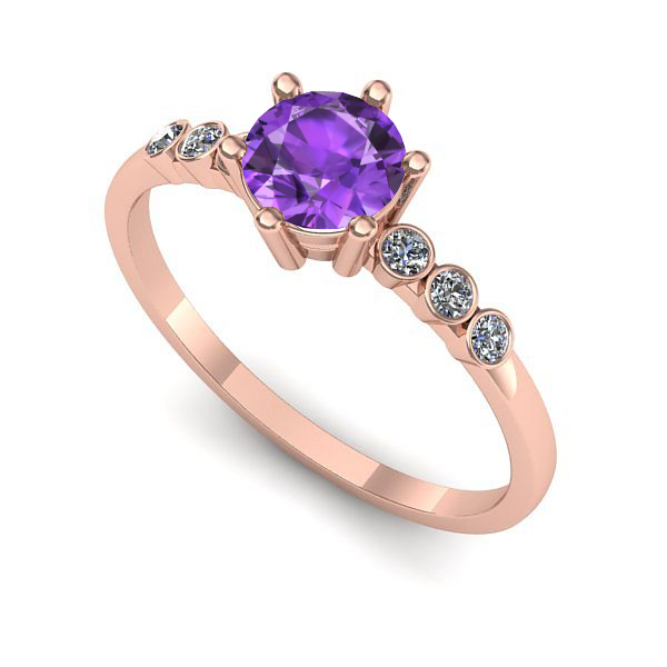 Inel logodna din aur roz cu ametist