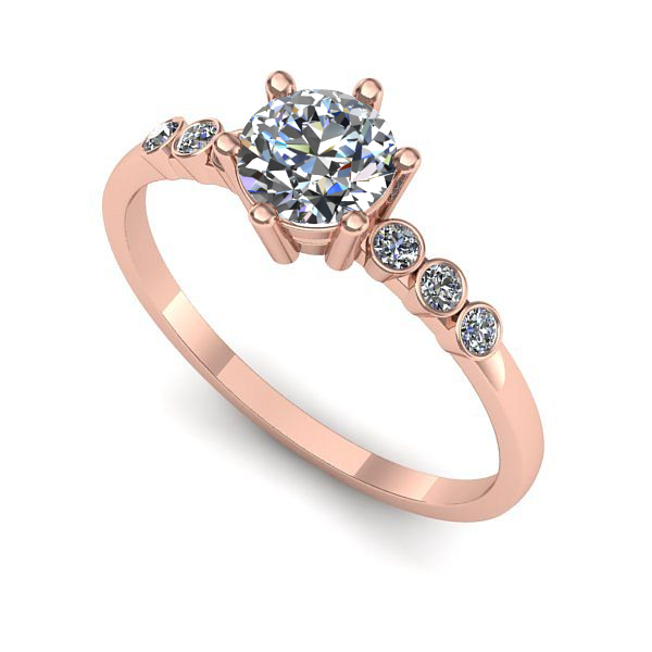 Inel de logodna din aur roz cu diamant