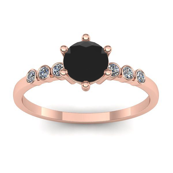 Inel logodna cu diamant negru rotund