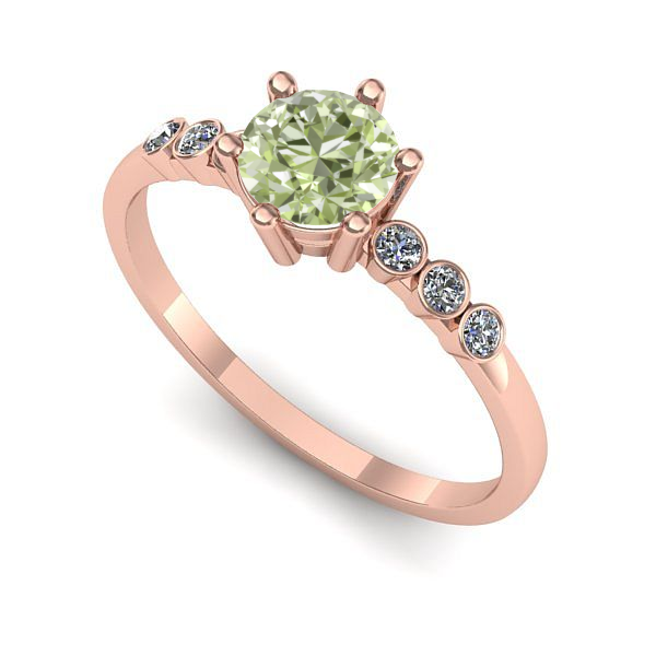 Inel din aur roz cu diamant de laborator verde