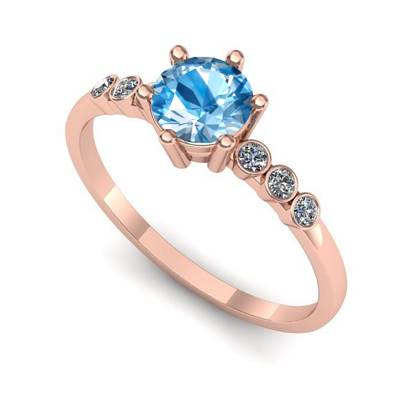 Inel logodna din aur roz cu topaz blue