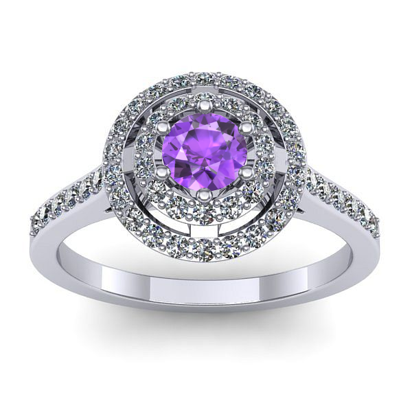 Inel logodna cu ametist rotund