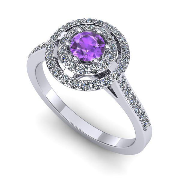 Inel de logodna din aur alb cu ametist