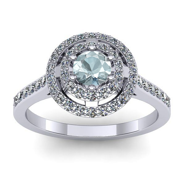 Inel logodna cu aquamarin rotund
