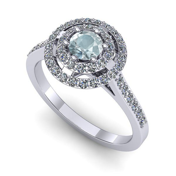 Inel de logodna din aur alb cu aquamarin
