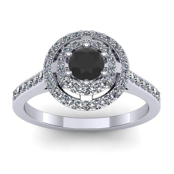 Inel logodna cu diamant negru rotund