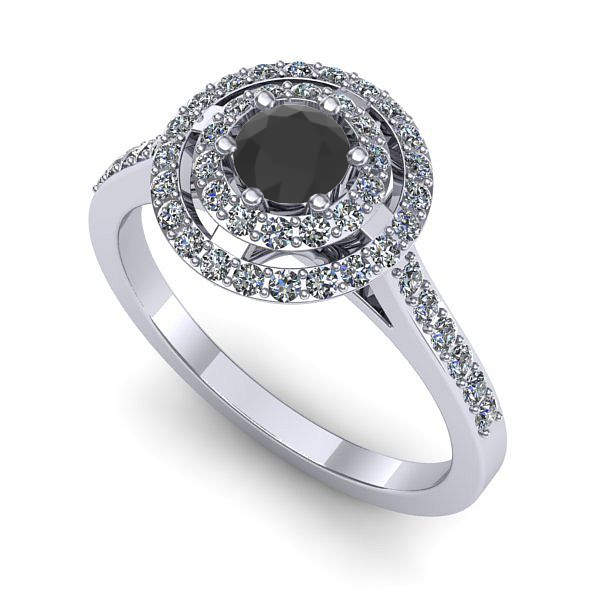 Inel din aur alb cu diamant negru