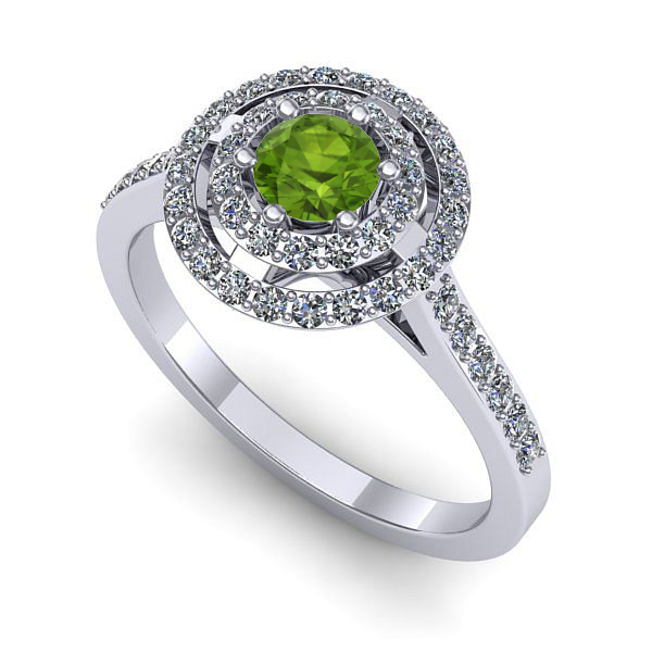 Inel de logodna din aur alb cu peridot