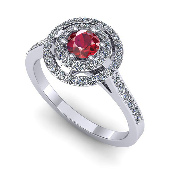 Inel de logodna din aur alb cu rubin