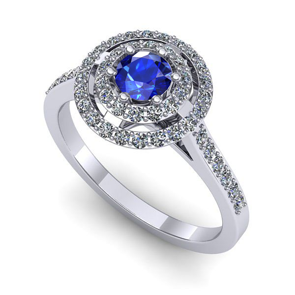 Inel de logodna din aur alb cu safir