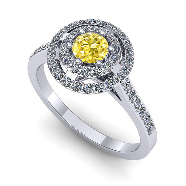 Inel din aur alb cu safir galben