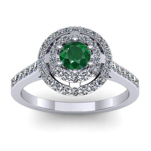 Inel de logodna cu smarald rotund