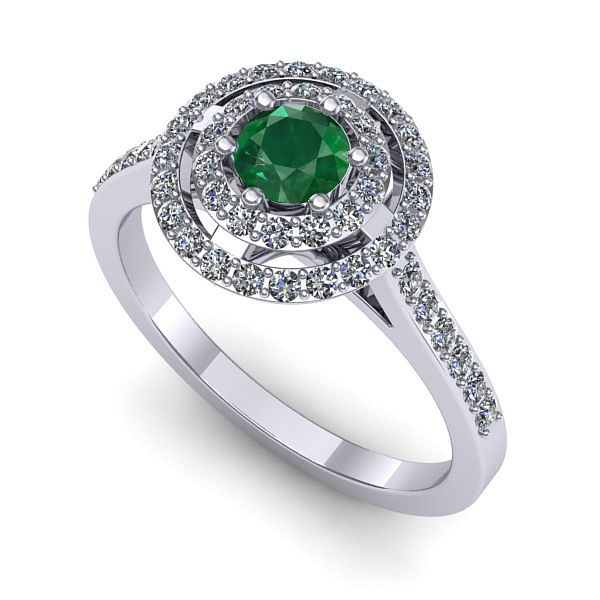 Inel de logodna din aur alb cu smarald